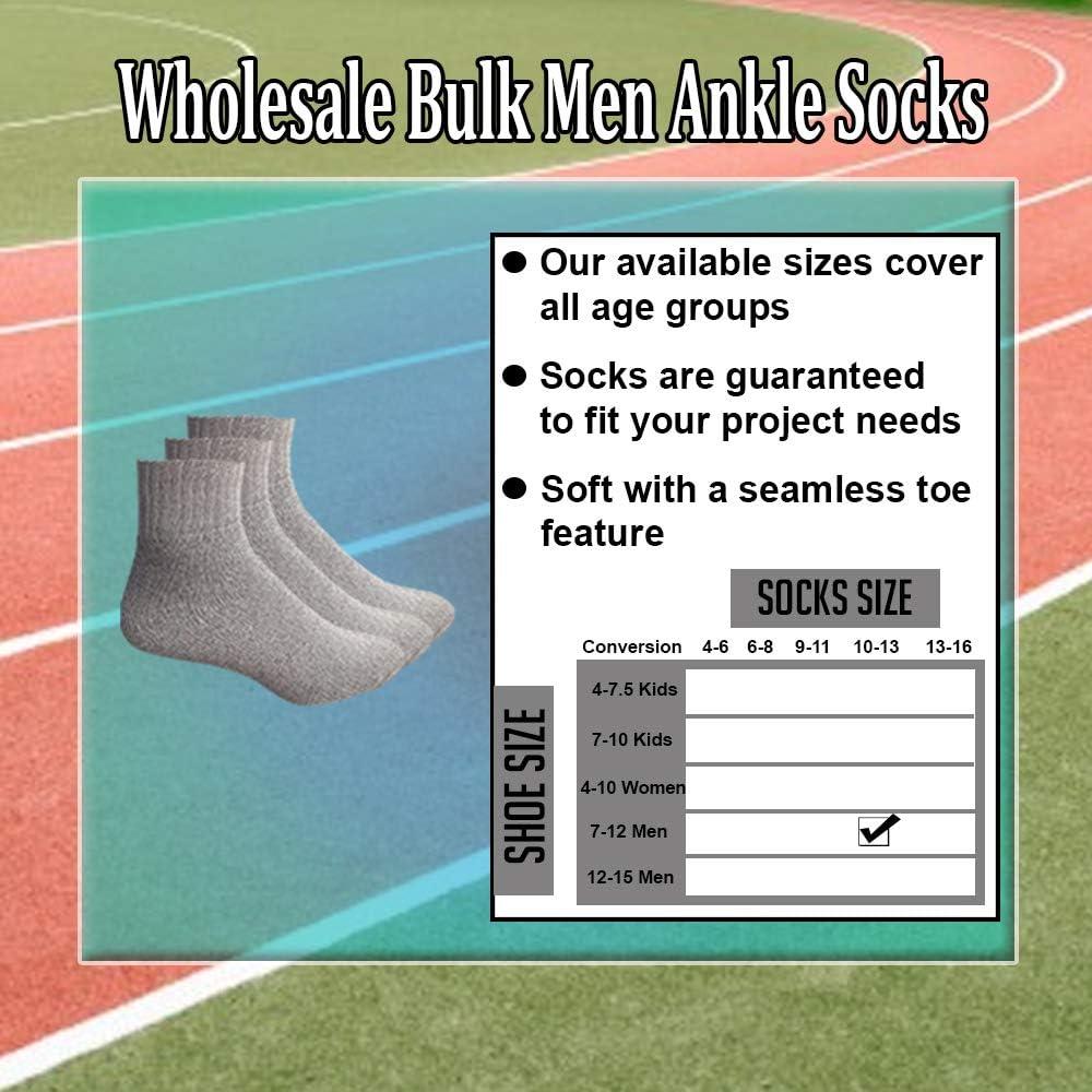 Yacht & Smith Mens Wholesale Mid Ankle Socks, Cotton Sport Athletic Ankle Socks,12 Packs