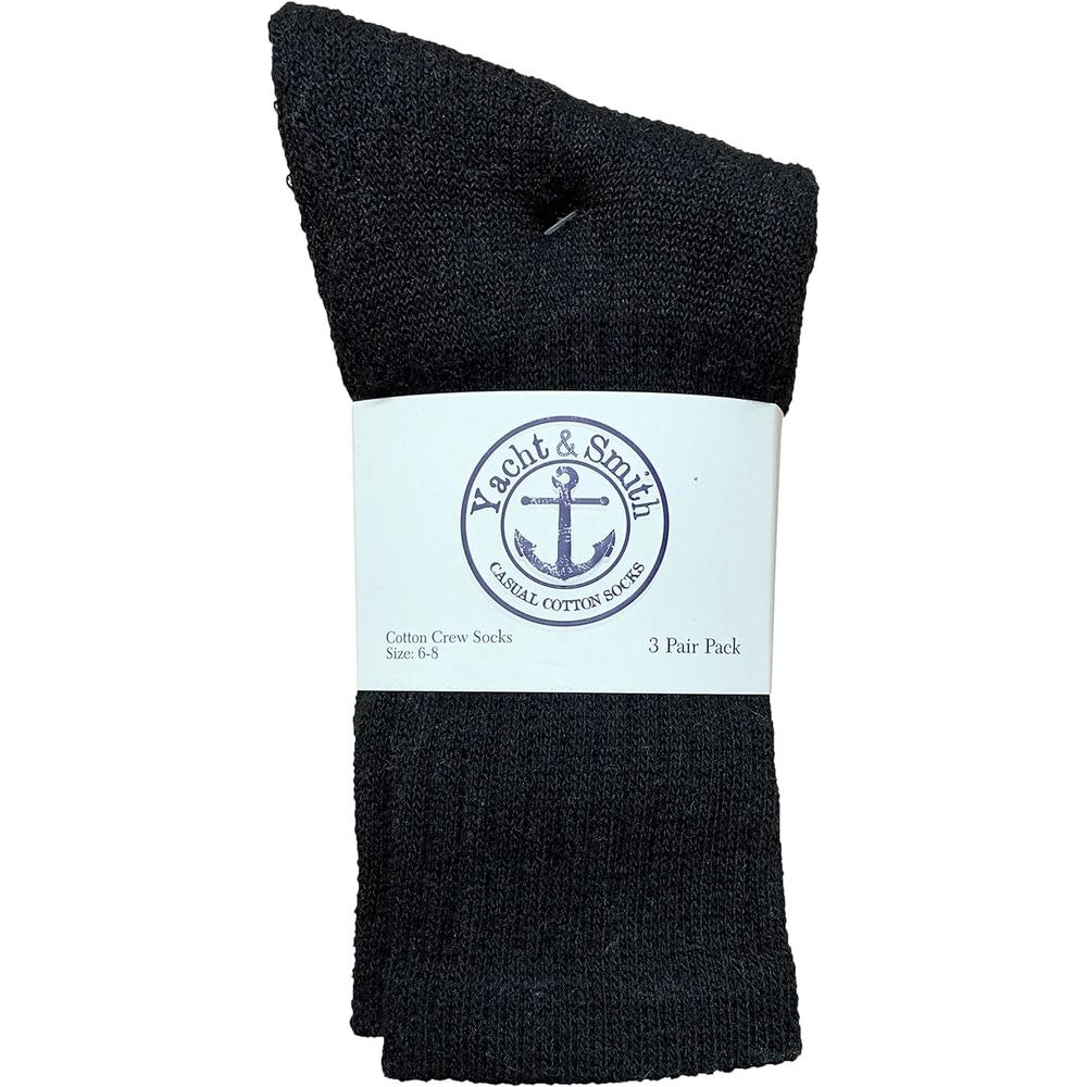 Yacht & Smith 120 Pairs Of Yacht & Smith Wholesale Kids Crew Socks, Childrens Cotton Casual Crew Socks Size 4-6 (Black)