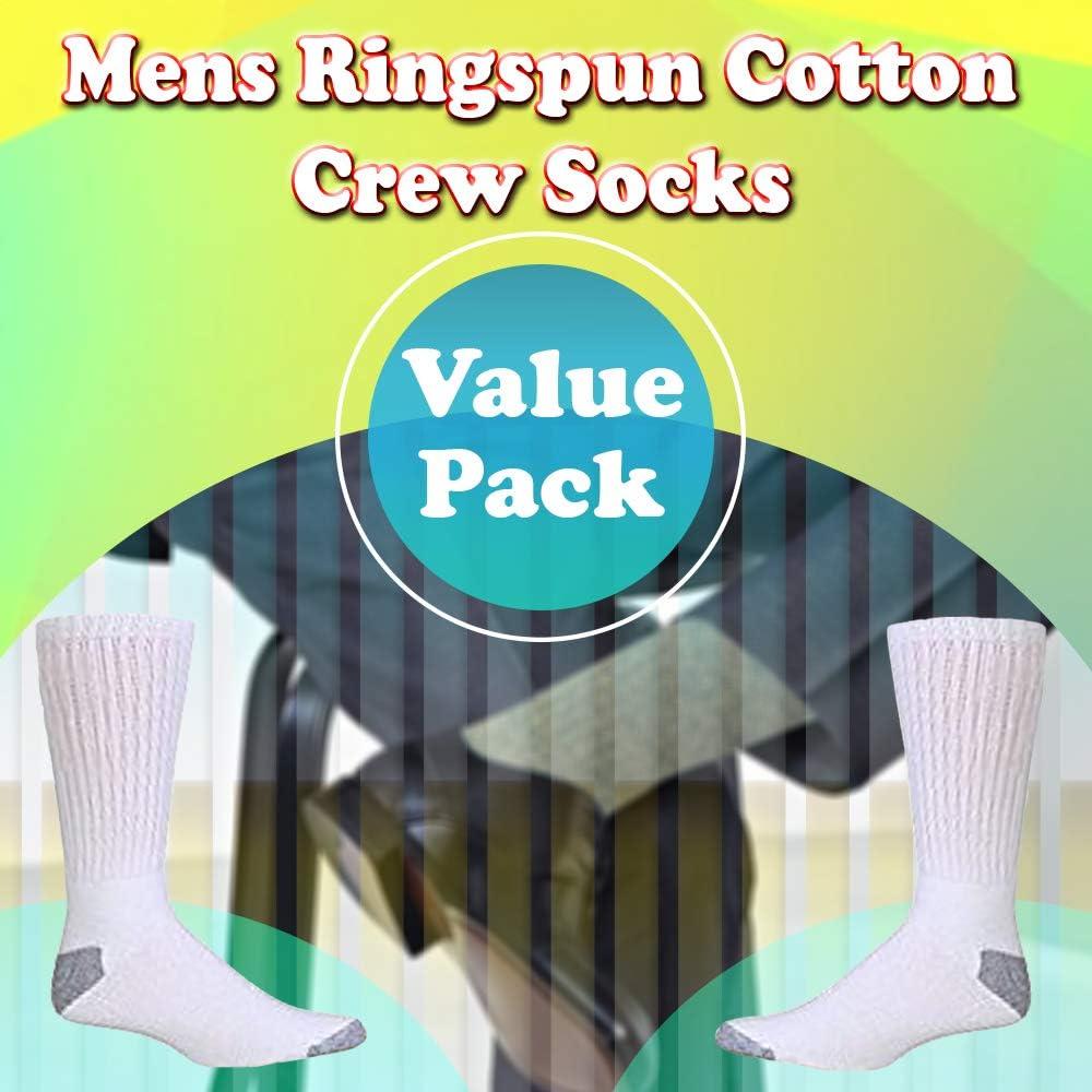 Yacht & Smith 12 Pairs Value Pack of Wholesale Sock Deals Mens Ringspun Cotton Crew Socks, White/Gray, 10-13