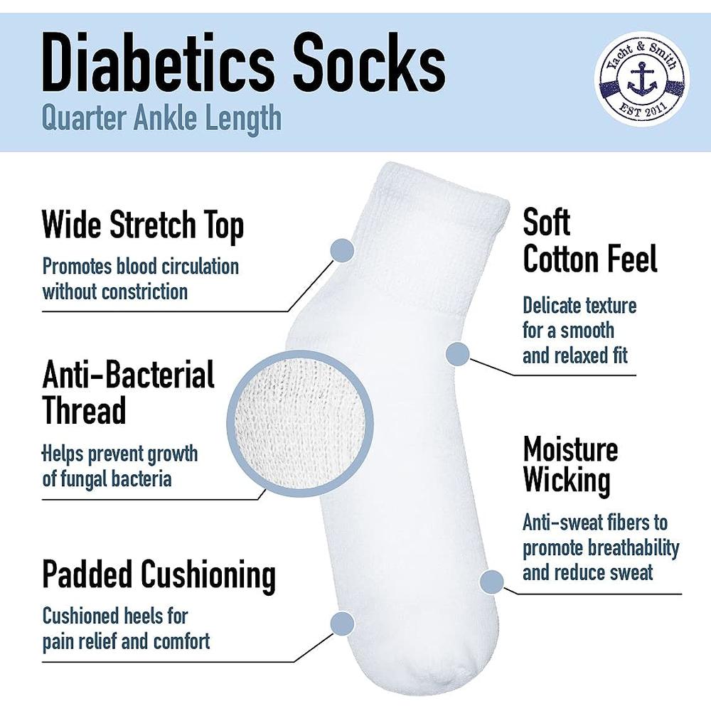 Yacht & Smith King Size Quarter Ankle Sock, Cotton, Big And Tall Extra Large Feet, Bulk Wholesale Socks Size 13-16