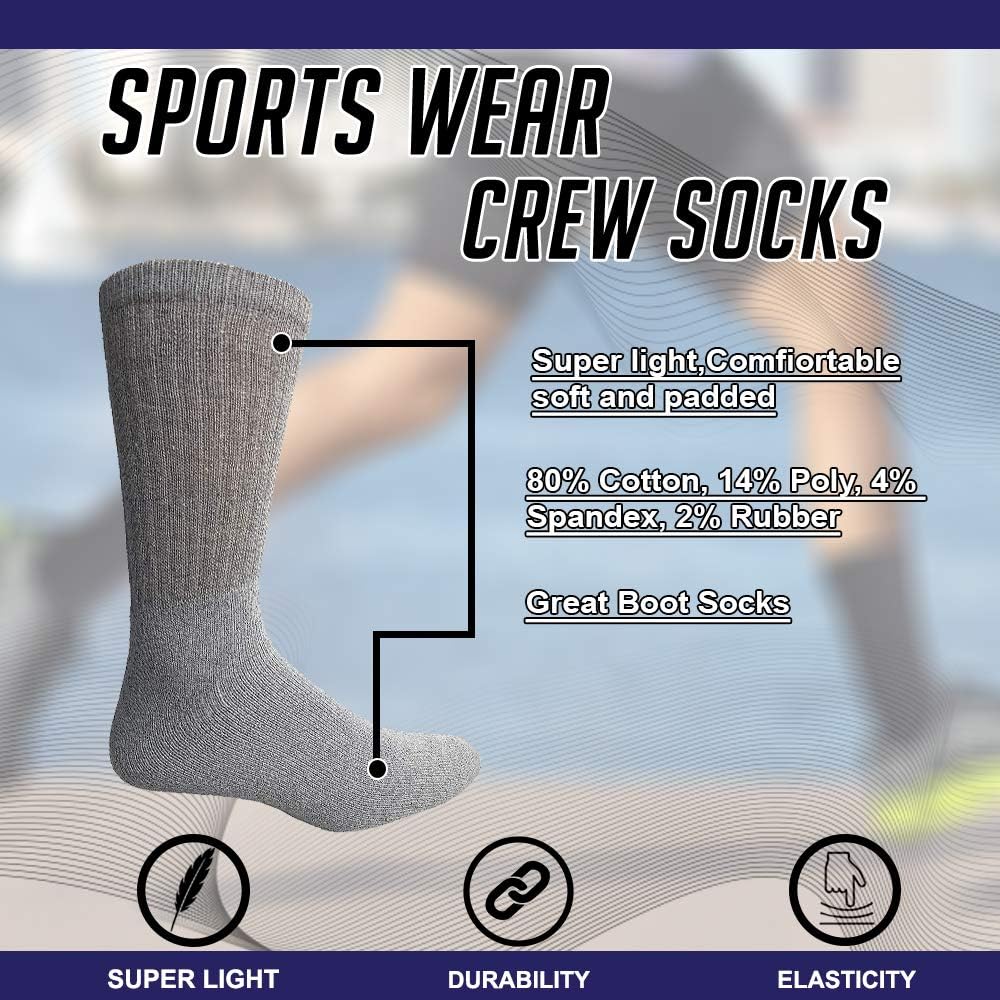 Dickies Calze Uomo 2 Paia In Misto Lana – Alte, Grigio/Blu, Taglia 10-13 (Scarpe 6-12)