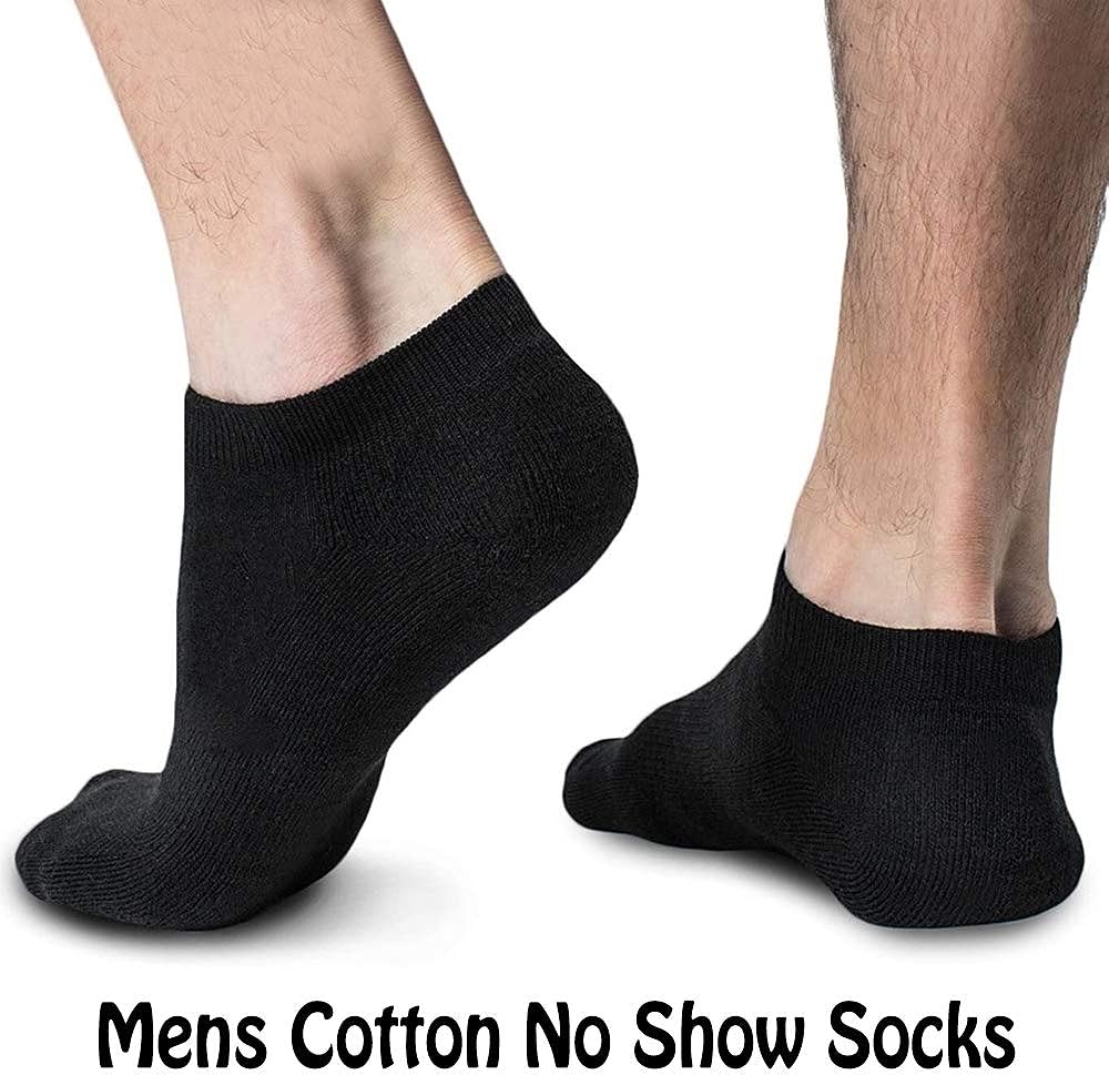Yacht & Smith SOCKS'NBULK Mens Cotton No Show Socks, Soft Sports Socks In Bulk, King Size 13-16 (Black, 240)