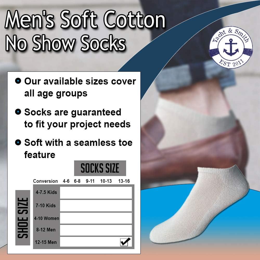 Yacht & Smith SOCKS'NBULK Mens Cotton No Show Socks, Soft Sports Socks In Bulk, King Size 13-16 (White, 72)