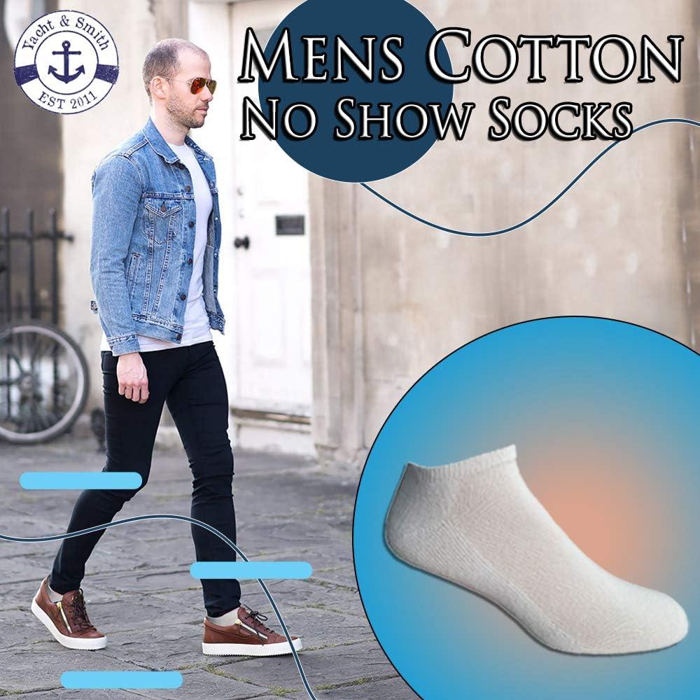 Yacht & Smith SOCKS'NBULK Mens Cotton No Show Socks, Soft Sports Socks In Bulk, King Size 13-16 (White, 240)