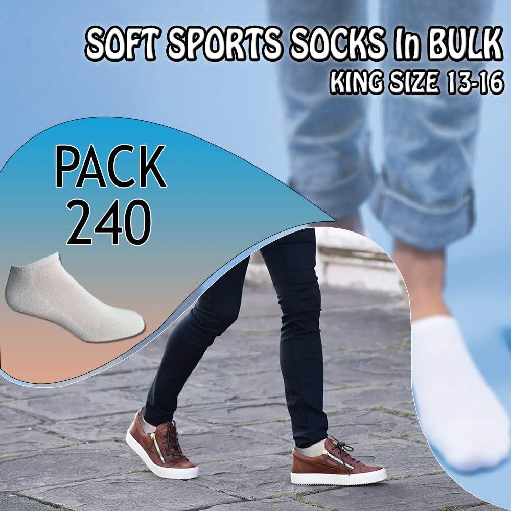 Yacht & Smith SOCKS'NBULK Mens Cotton No Show Socks, Soft Sports Socks In Bulk, King Size 13-16 (White, 240)