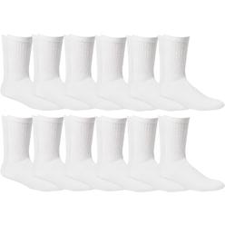 Yacht & Smith 12 Pairs Value Pack of Wholesale Sock Deals Mens Ringspun Cotton Crew Socks, White, 10-13