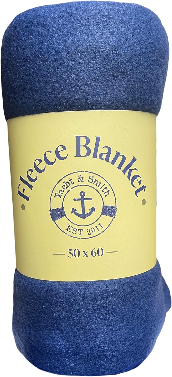Yacht & Smith Blanket Throws Bulk Pack, Heavy Blanket for Home Car Pet (Pack of 2 Navy Blue)