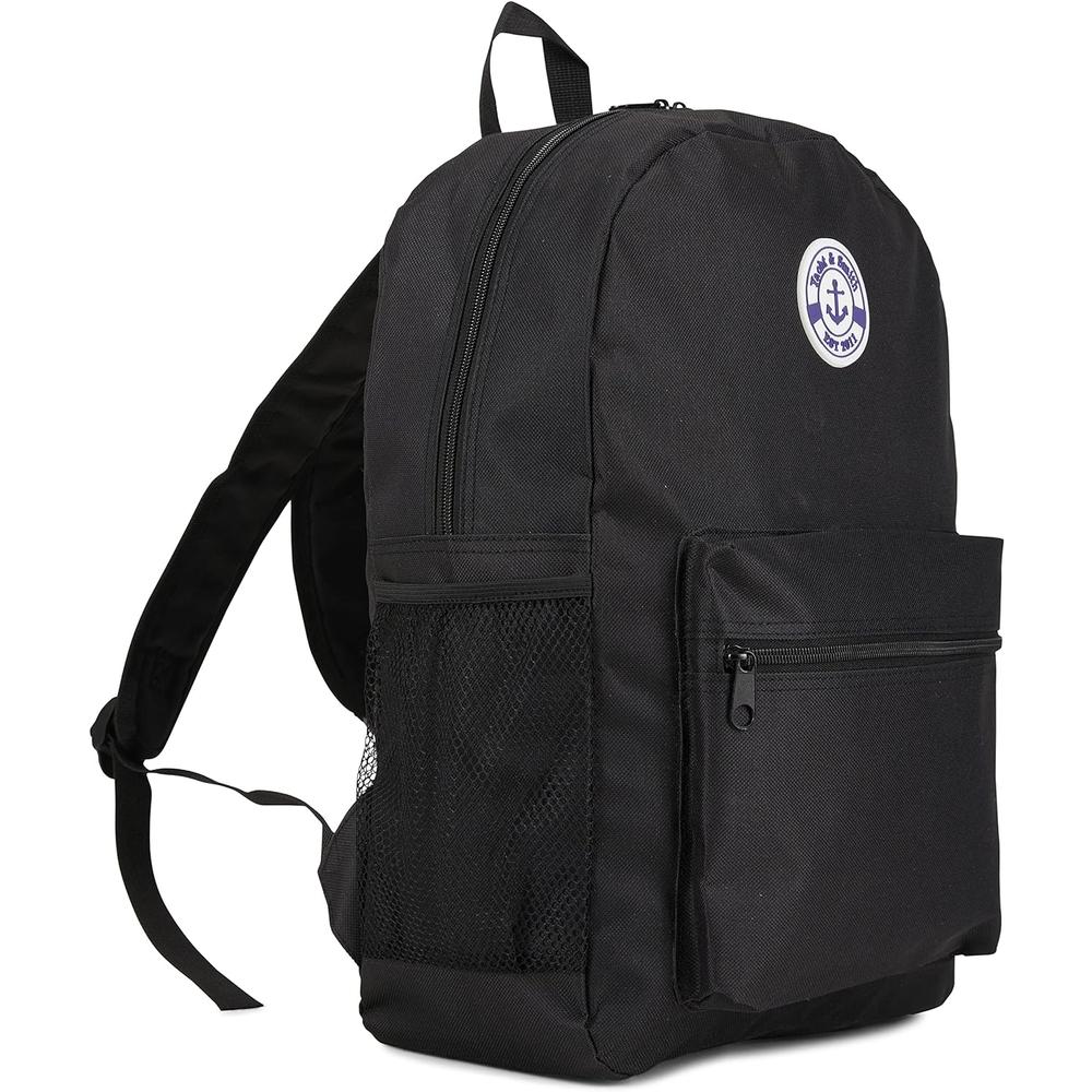 YACHT & SMITH 12 Pack 17 Inch Wholesale Backpacks for Kids, Case of Bookbags Water Resistant Knapsacks (12 Pack Black)