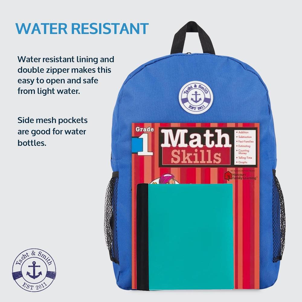 YACHT & SMITH 12 Pack 17 Inch Wholesale Backpacks for Kids, Case of Bookbags Water Resistant Knapsacks