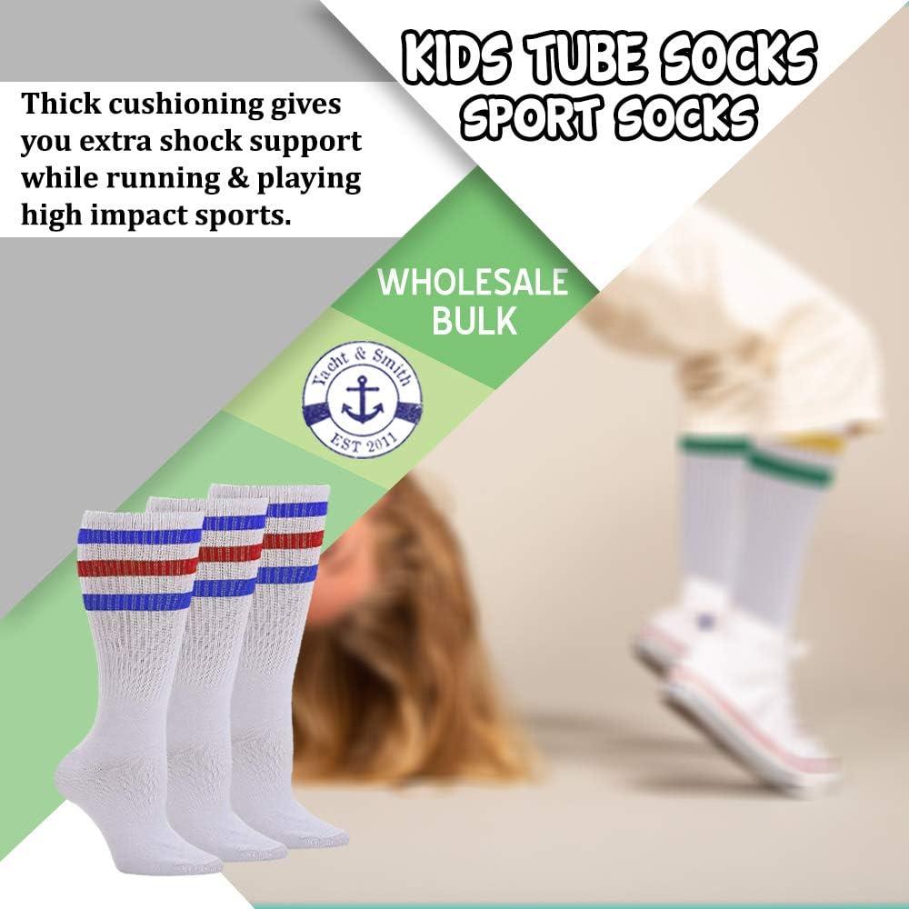 Yacht & Smith 14 Inch Wholesale Kids Tube Socks, Cotton Bulk Sport Socks Size 4-6