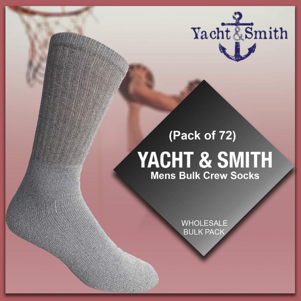 Yacht & Smith Wholesale Bulk Mens Crew Socks, Cotton Big And Tall Plus Size Socks Size 13-16