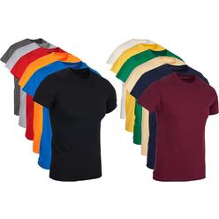 BILLIONHATS Mens Cotton Short Sleeve T-Shirts, Bulk Crew Tees for Guys, Mixed Bright Colors Bulk Pack (12 Pack Mixed 2XL)