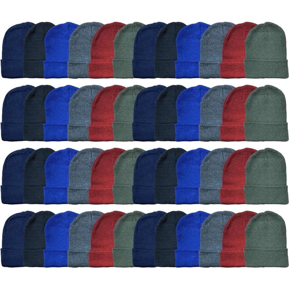 Yacht & Smith 48 Pack Wholesale Bulk Winter Thermal Beanies Skull Caps, Thermal Gloves Unisex (Assorted Kids Beanie A)