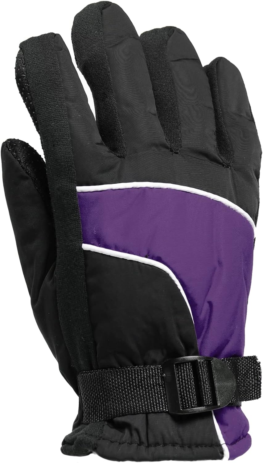 Yacht & Smith Kids Ski Glove, Fleece Lined Water Resistant Bulk Kids Winter Gloves (12 PACK ASSORTED)