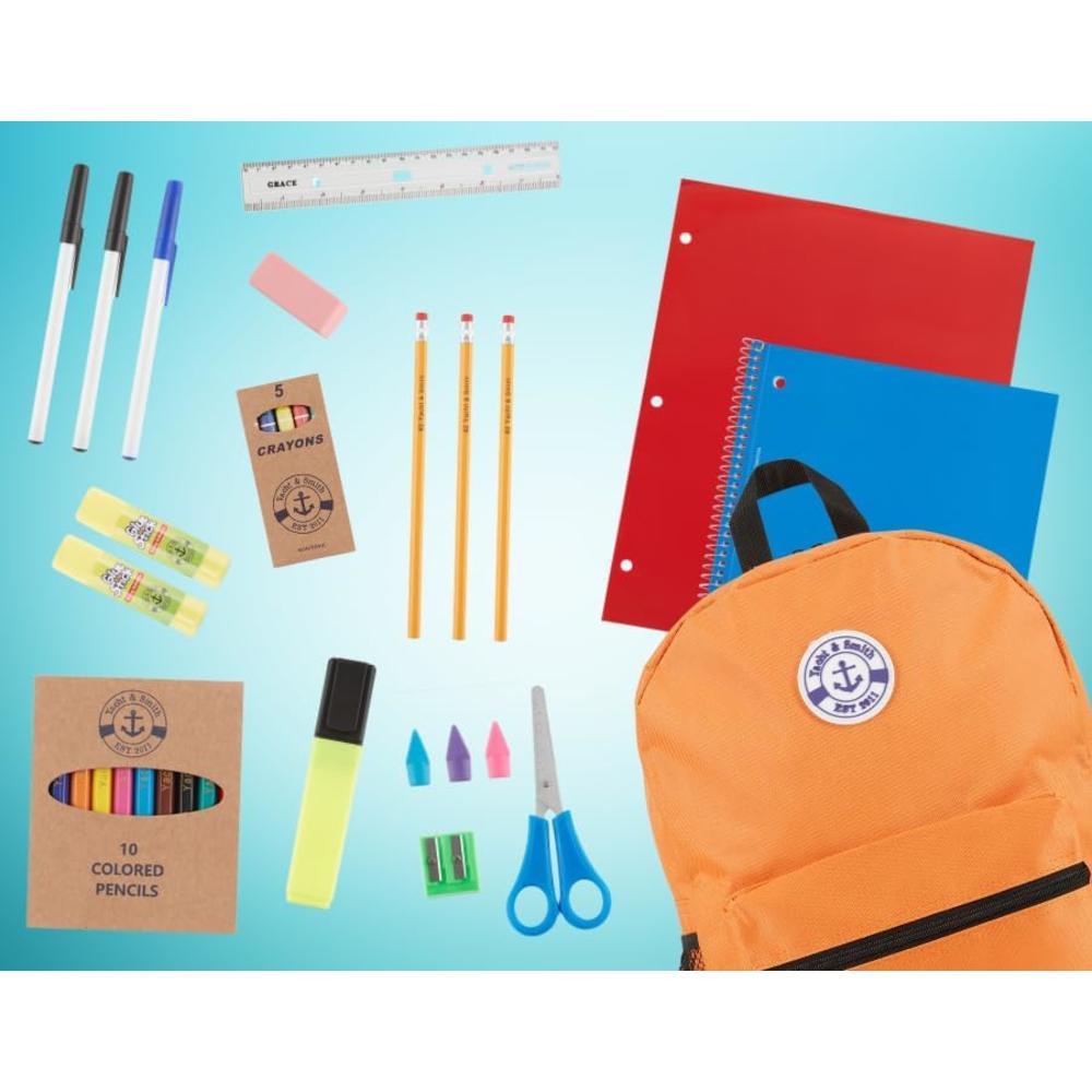 Yacht & Smith 33 Piece School Supplies Kit for School Children – Back to School Kids Essential Bundle Supply Pack for Girls & Boys