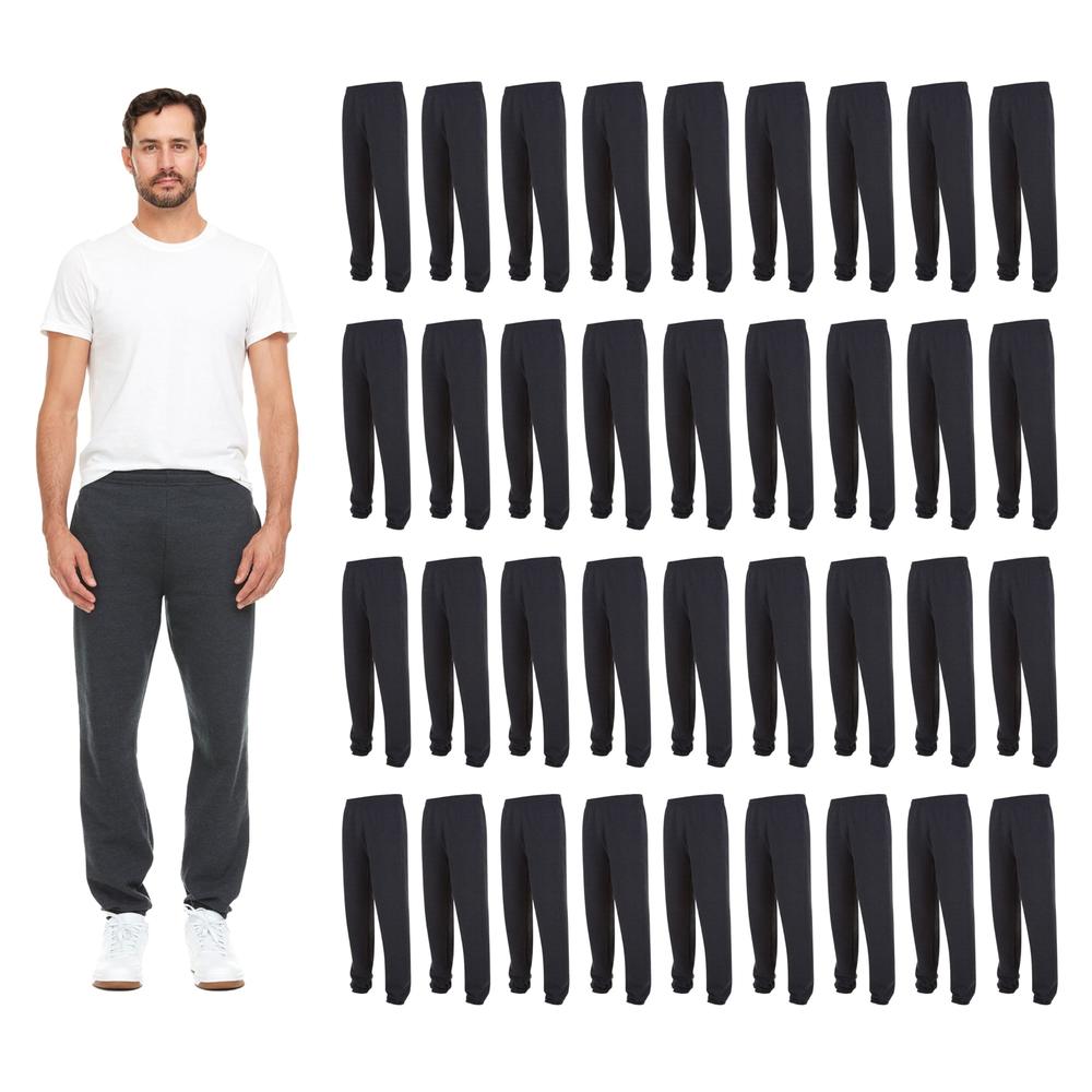 Yacht & Smith 36 Pack of Wholesale Mens Jogger Sweatpants, Homeless Shelter Donation Case, Comfy Bulk Joggers for Men