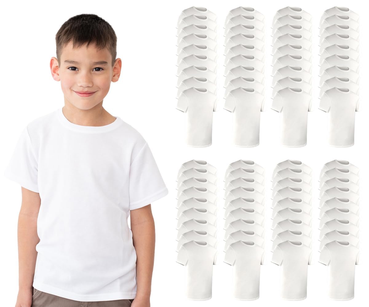 BILLIONHATS 24 Pack Kids Cotton Tshirts Bulk, Wholesale Unisex Children Tees, Lightweight Tshirt Packs for Boys Girls
