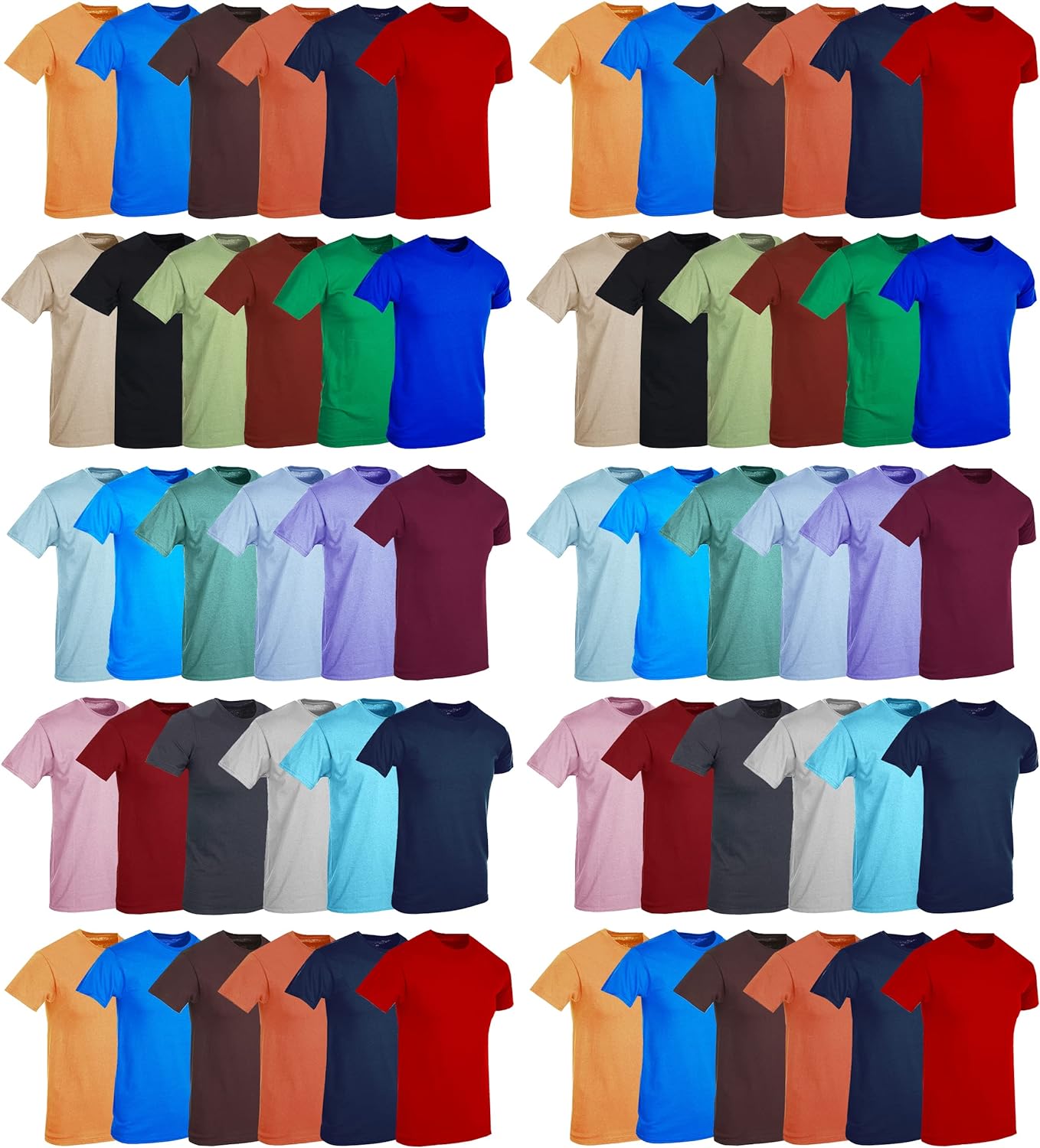 SOCKS'NBULK 60 Pack of Bulk Mens Cotton Crew Tshirts, Assorted Wholesale Sleeve Tee Shirts (60 Pack Mens Tshirts , XX-Large)