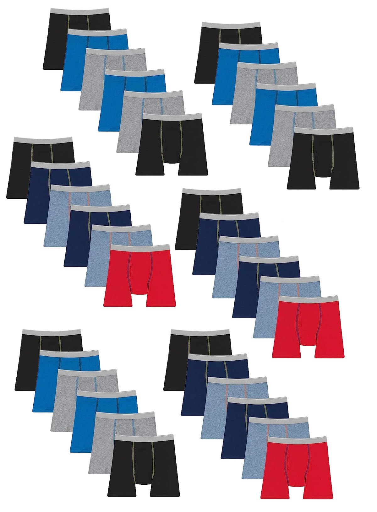 BILLIONHATS 36 Pack Boys Cotton Underwear Boxer Briefs, White and Assorted Underpants for Children Bulk Kids Boxer Brief