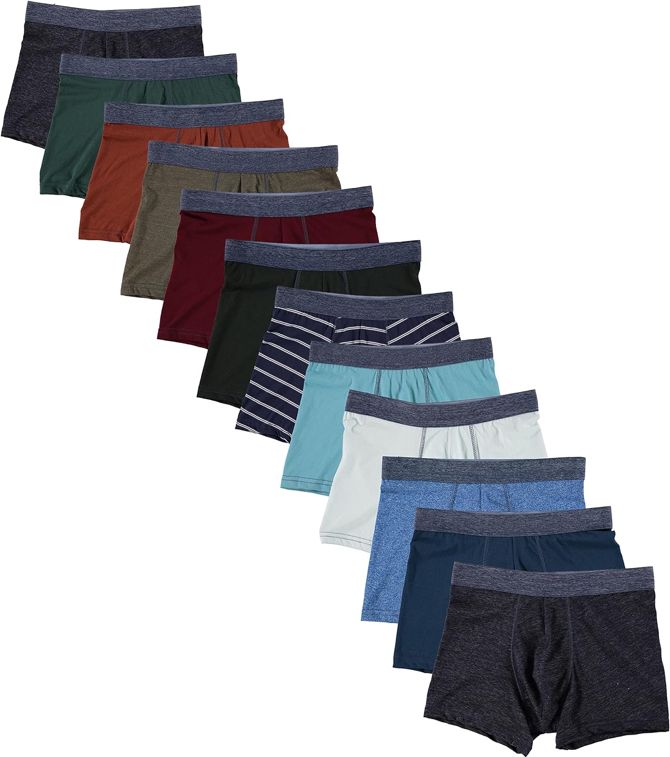 BILLIONHATS 12 Pack Of Mens 100% Cotton Boxer Briefs Underwear, Great for Homeless Shelters Donations, Bulk, Assorted Dark Colors
