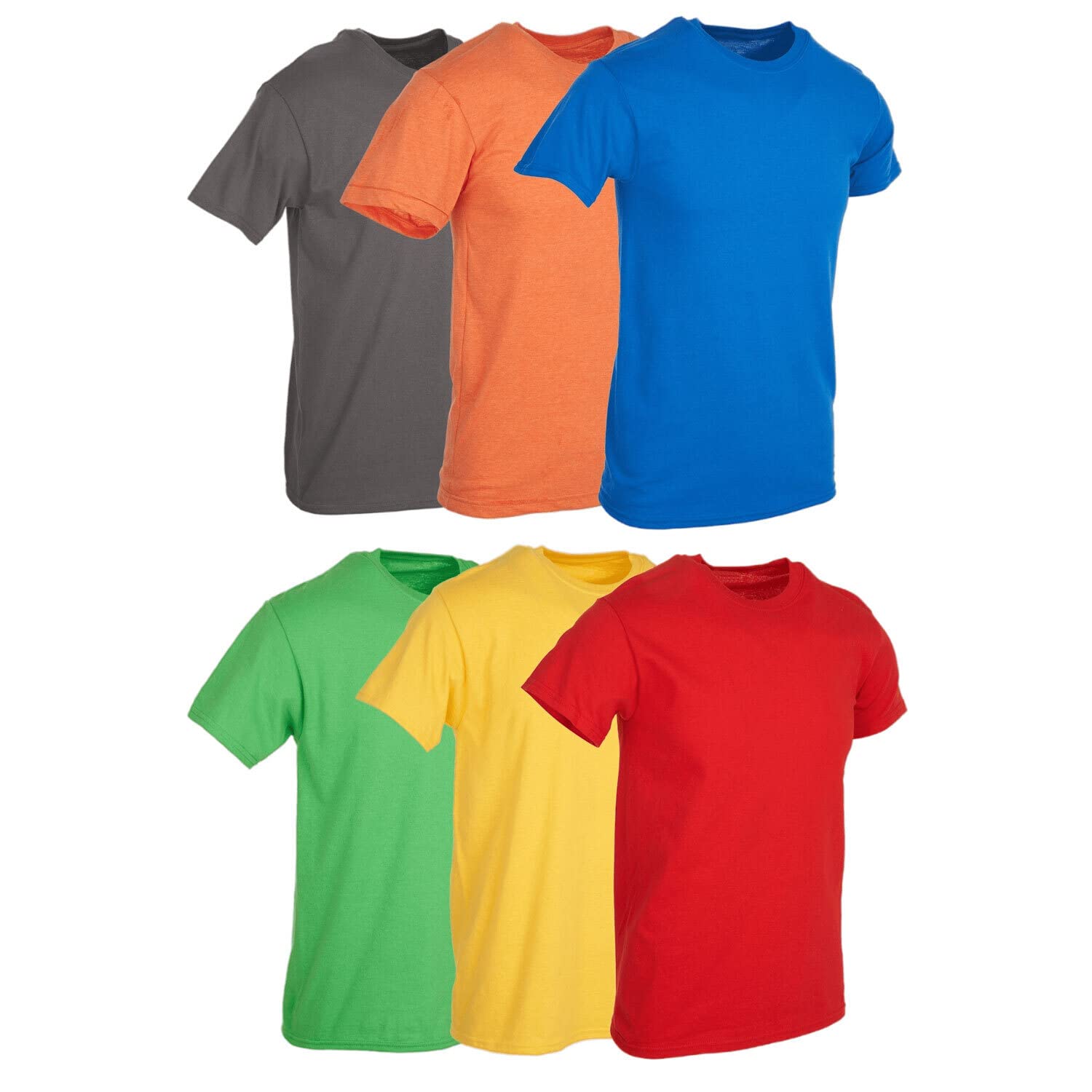 Billionhats 6 Packs of Bulk Men's T-Shirts EverSoft Cotton Regular Fit Short Sleeve Crew Neck Lightweight T-Shirt Tees, image size:1500x1500