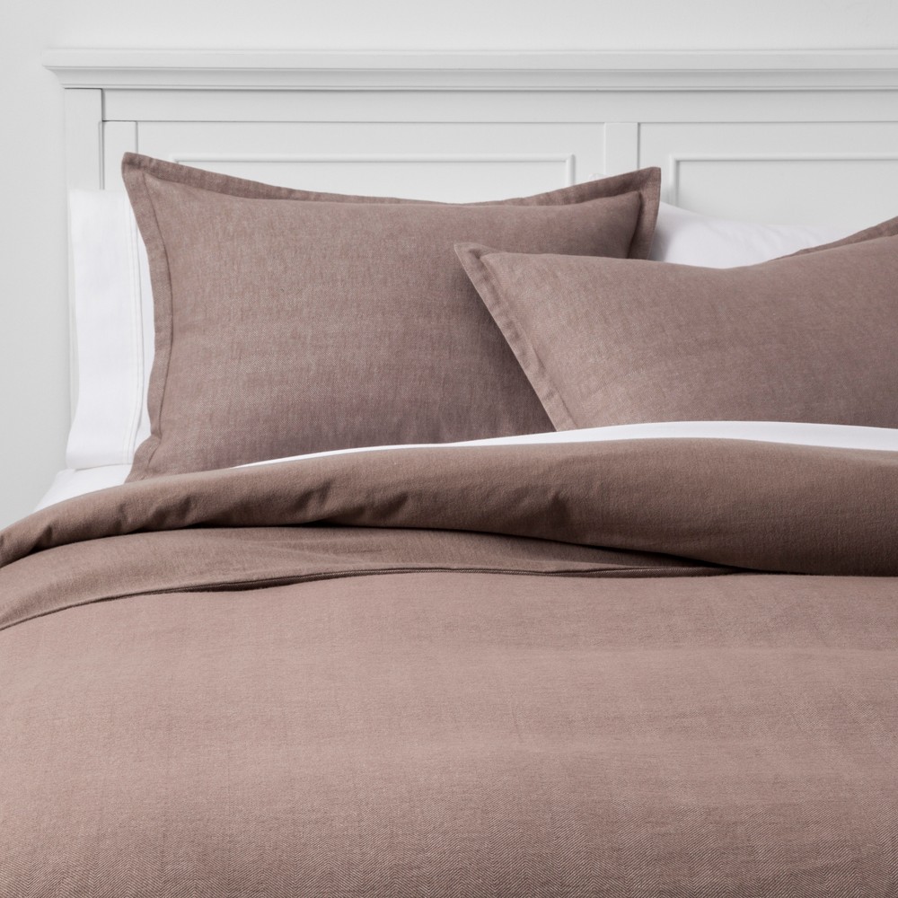 Thershold Threshold Reversible Flannel Herringbone Duvet Cover Set