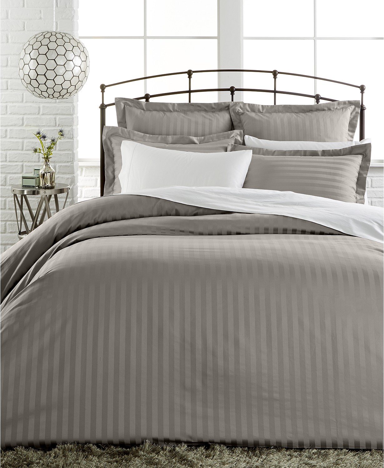 Charter Club Damask Stripe King Duvet Cover 500 Thread Count 100