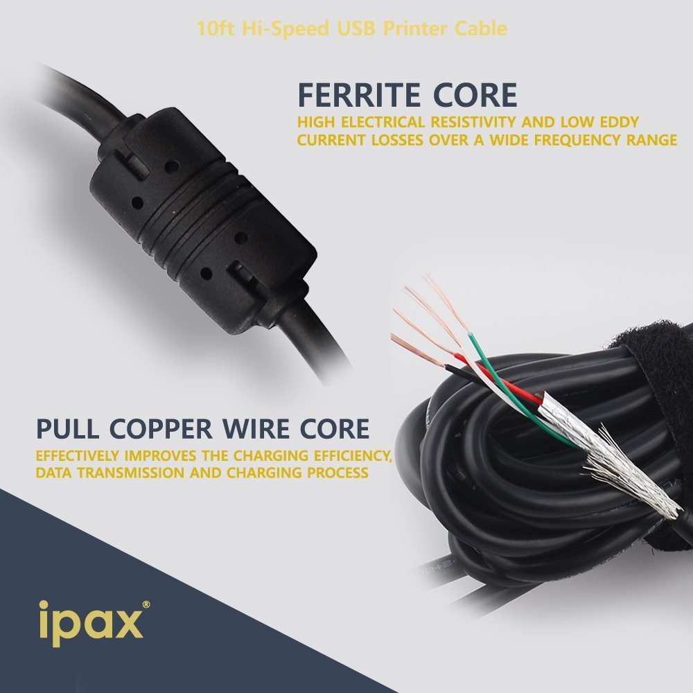 10f2 Usb Printer Cable Ipax 10ft Hi Speed Long Usb 2 0 Printer Cable Type A Male To Type B Male For Canon Brother Hp Epson Lexmark Samsung Dell Xerox