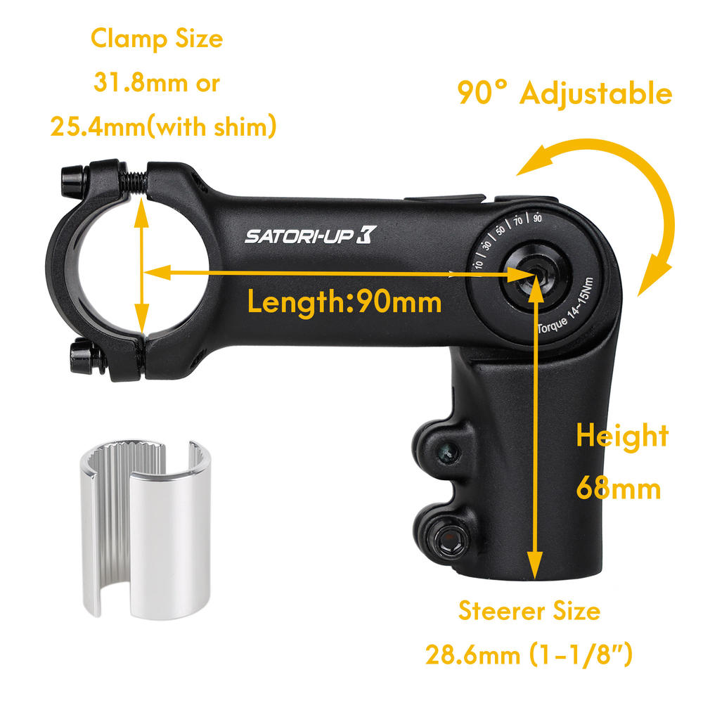 SATORI UP3 Bike Bicycle Riser Adjustable Handlebar Stem 90mm x 31.8mm or 25.4mm
