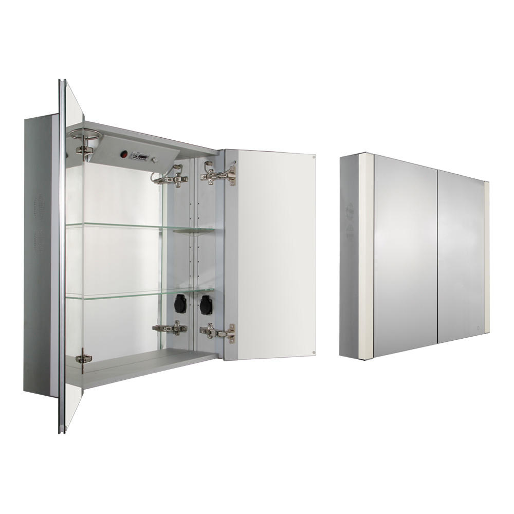 Whitehaus WHFEL8069-S Musichaus Double Door Medicine Cabinet in Aluminum