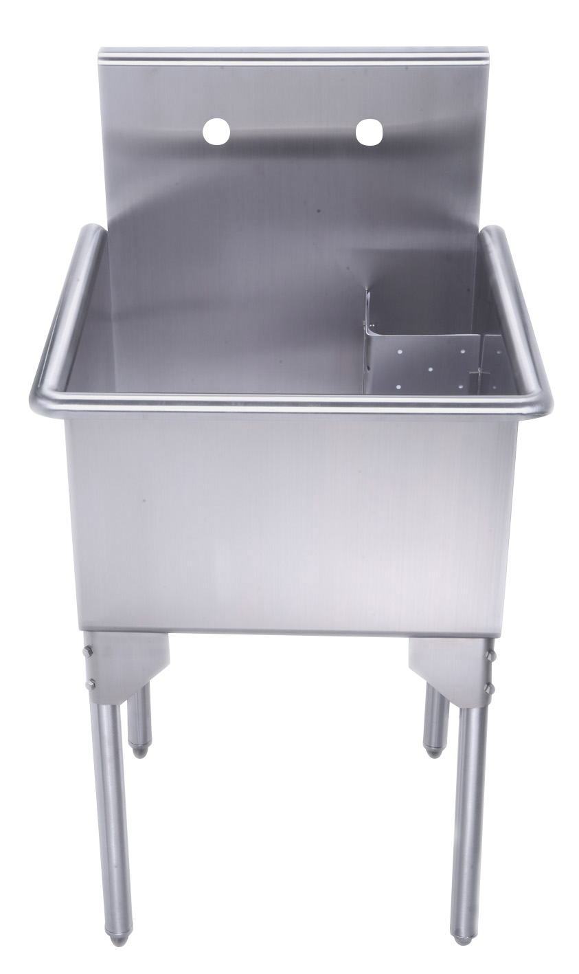 Whitehaus WHLS2020-NP 20" Brushed Stainless Steel Freestanding Utility Sink