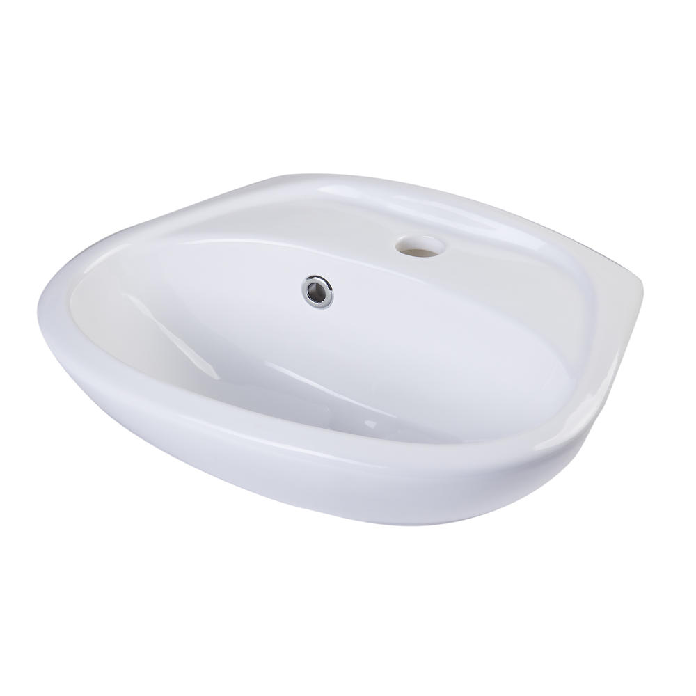 ALFI brand AB106 White Rounded Porcelain Wall Mount Bathroom Sink Basin