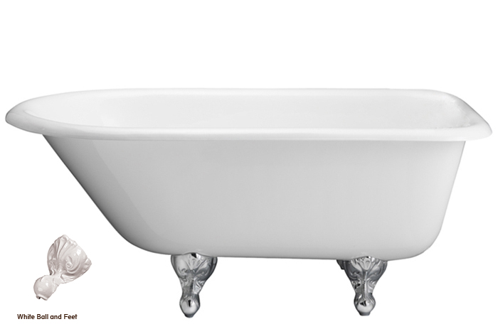 Barclay CTR7H58-WH-WH 58 Inch Cast Iron Bathtub With White Ball and Feet