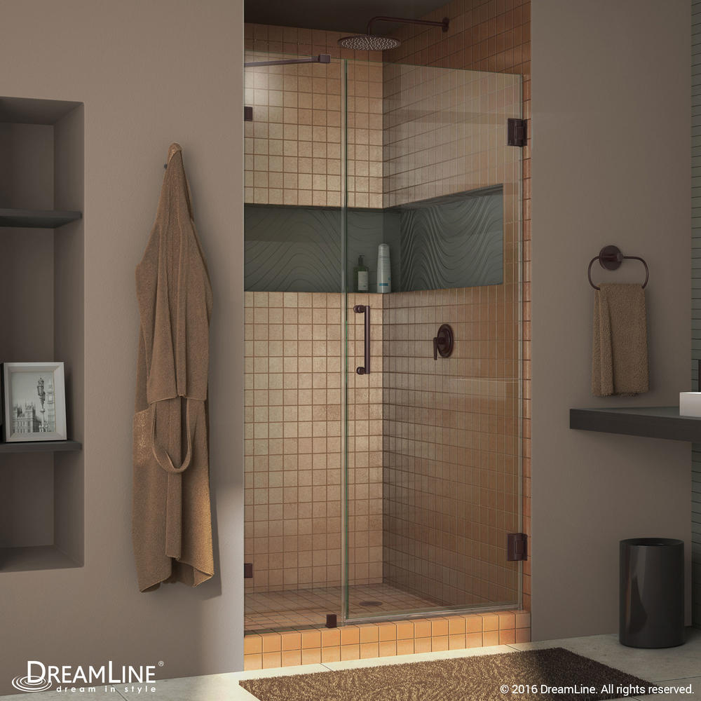 DreamLine SHDR-23387210-06 Oil Rubbed Bronze Radiance 38" Frameless Hinged Clear Shower Door