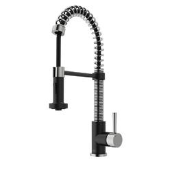 VIGO VG02001STMB 19" H Edison Single-Handle with Pull-Down Sprayer Kitchen Faucet in Stainless Steel/Matte Black
