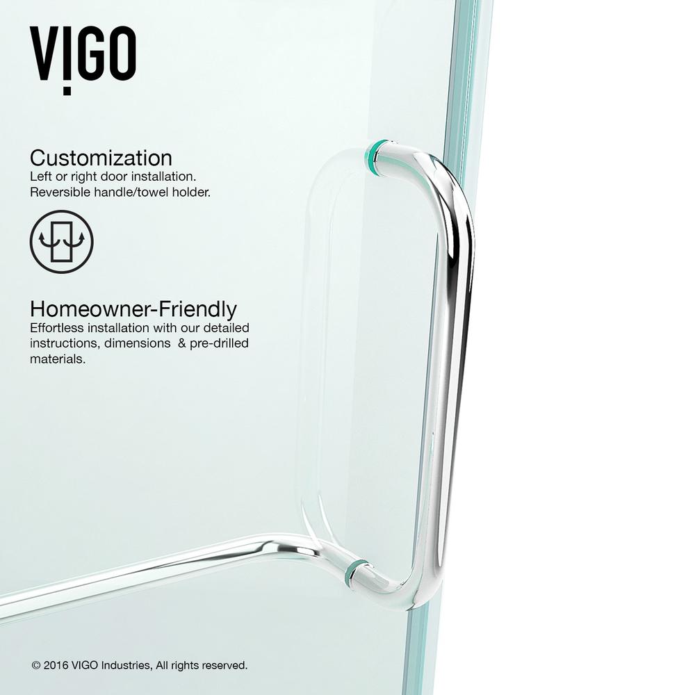 VIGO VG6042CHCL36 Pirouette Frameless Shower Door With Chrome Hardware