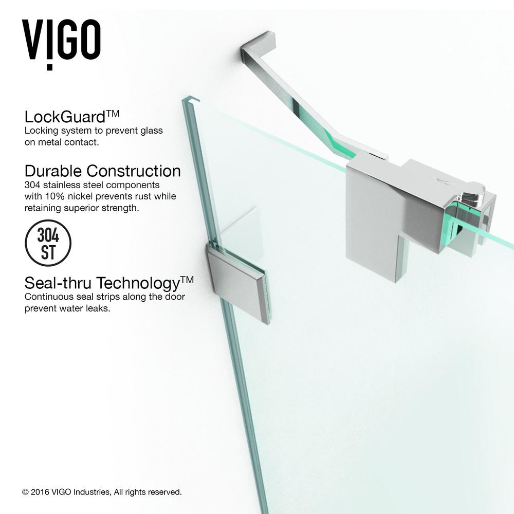 VIGO VG6042CHCL36 Pirouette Frameless Shower Door With Chrome Hardware