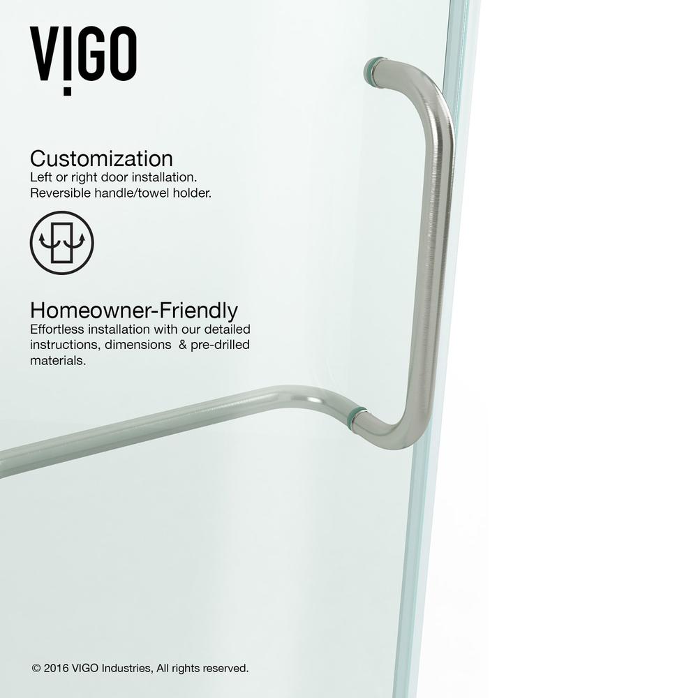 VIGO VG6042BNCL42 Pirouette Frameless Shower Door w Brushed Nickel Hardware