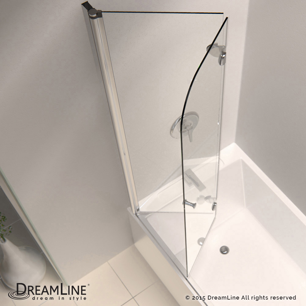 DreamLine SHDR-3636580-EX-01 Chrome Aqua Fold 56 to 60 in. W x 58 in. H Hinged Tub Door