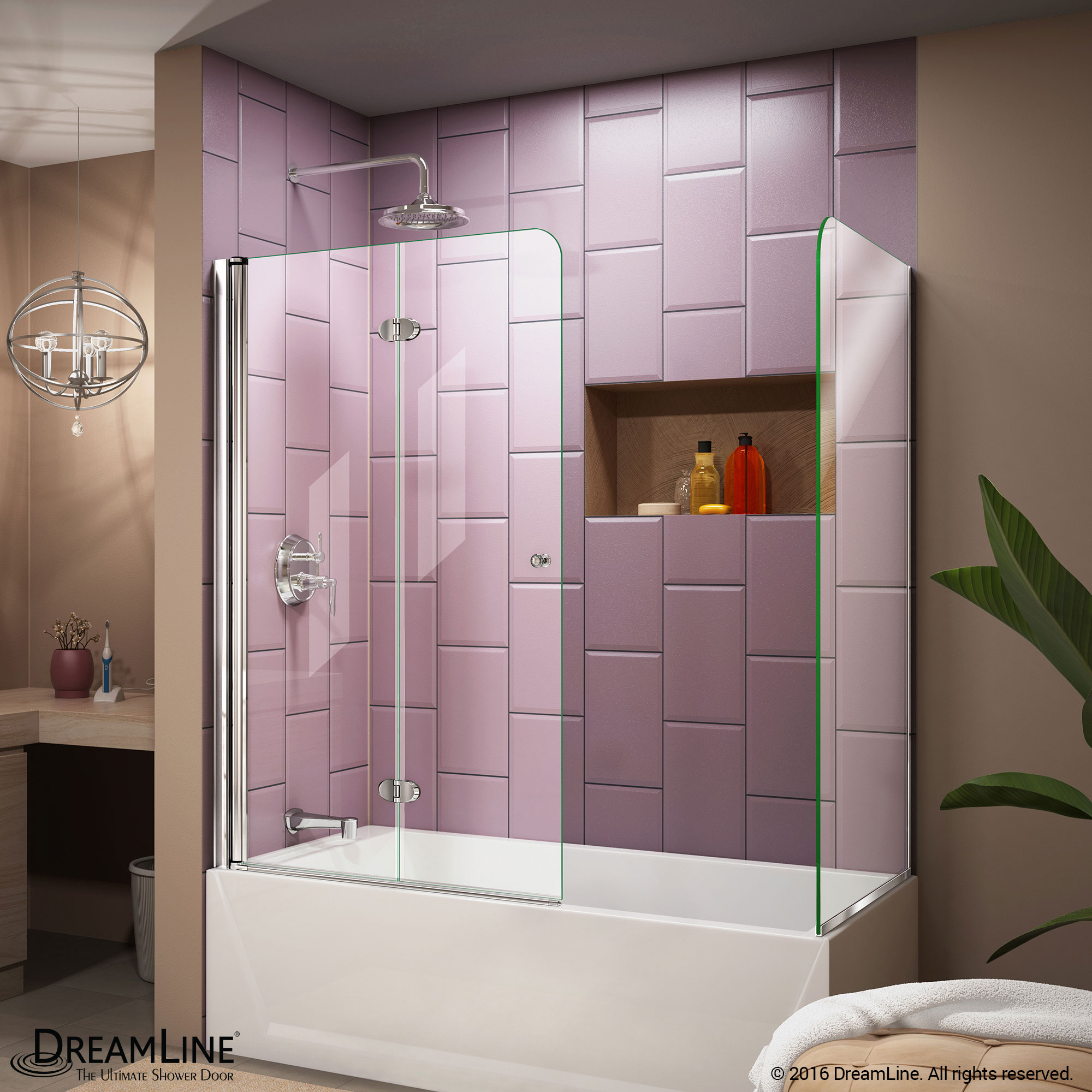 DreamLine SHDR-3636580-RT-01 Aqua Fold 56 to 60 in. W x 30 in. D x 58 in. H Hinged Tub Door