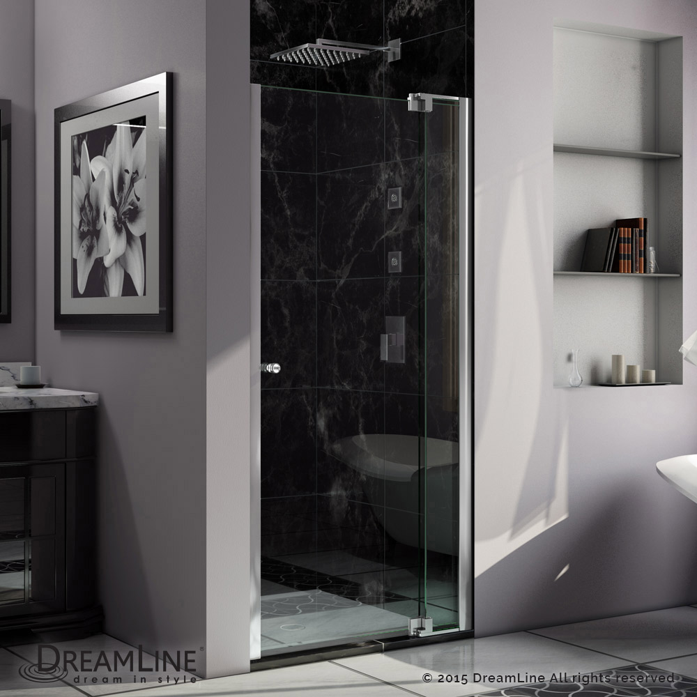 DreamLine SHDR-4235728-01 Allure 35 to 36 in. Frameless Pivot Clear Glass Shower Door In Chrome