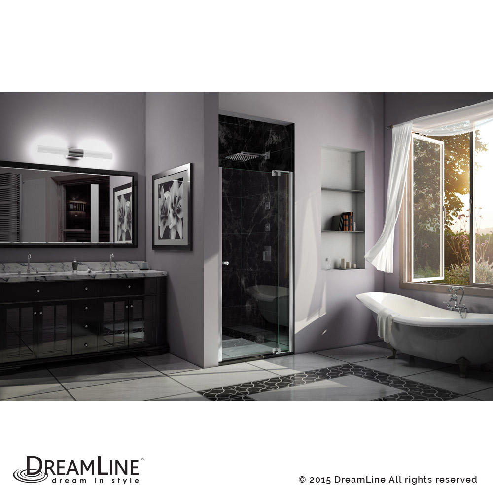DreamLine SHDR-4237728-01 Allure 37 to 38 in. Frameless Pivot Clear Glass Shower Door In Chrome