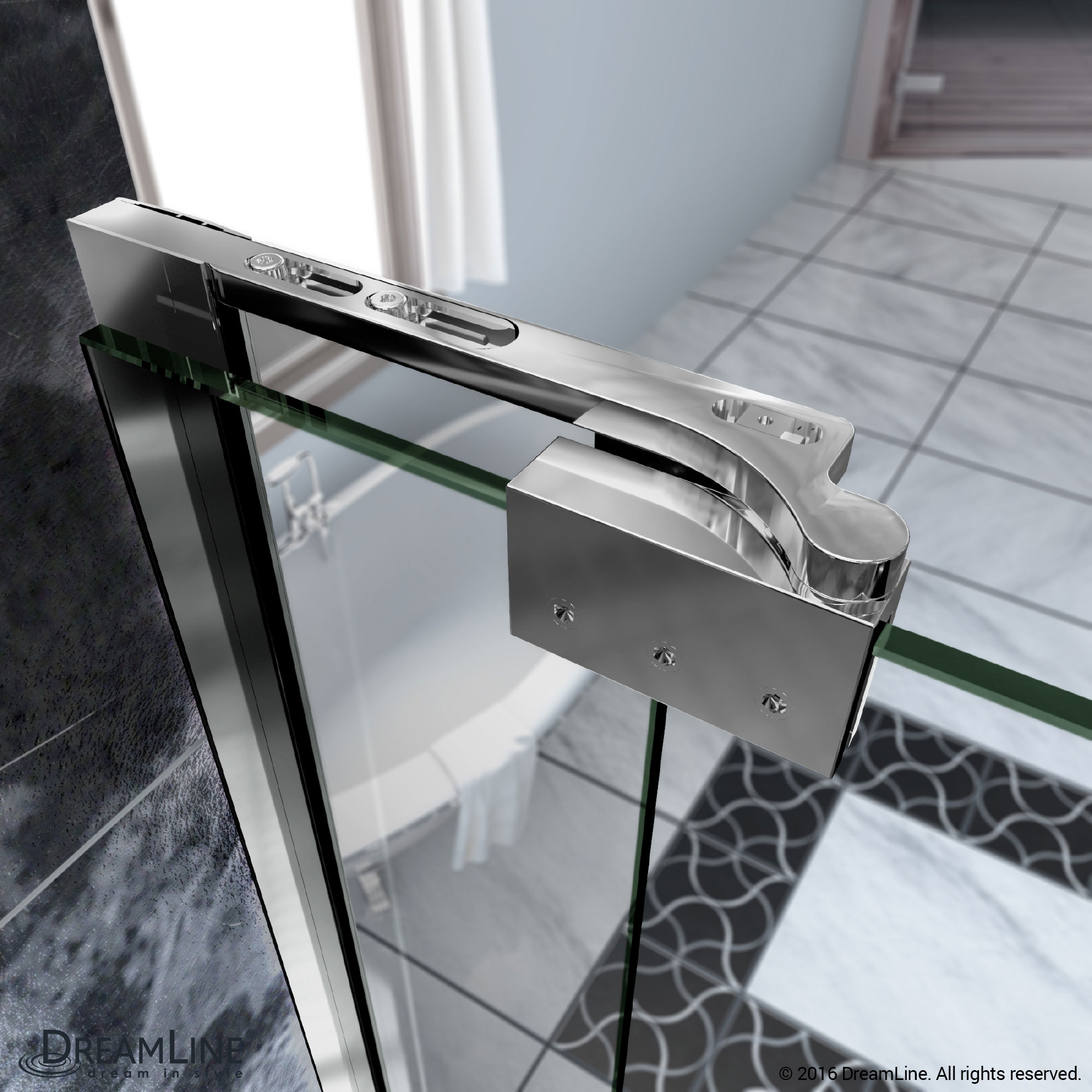 DreamLine SHDR-4241728-01 Allure 41 to 42 in. Frameless Pivot Clear Glass Shower Door In Chrome