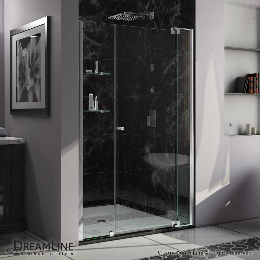 DreamLine SHDR-4245728-01 Allure 45 to 46 in. Frameless Pivot Clear Glass Shower Door In Chrome