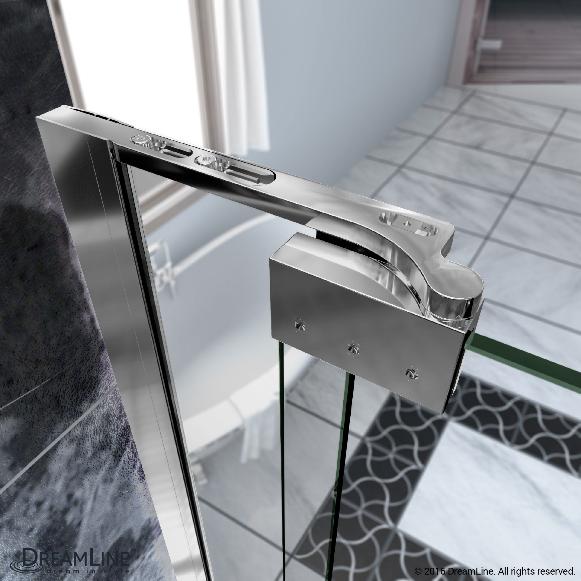 DreamLine SHDR-4249728-01 Allure 49 to 50 in. Frameless Pivot Clear Glass Shower Door In Chrome