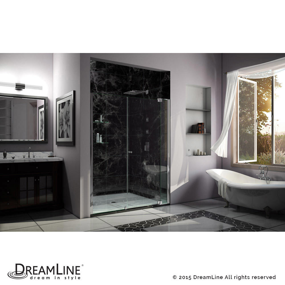 DreamLine SHDR-4259728-01 Allure 59 to 60 in. Frameless Pivot Clear Glass Shower Door In Chrome