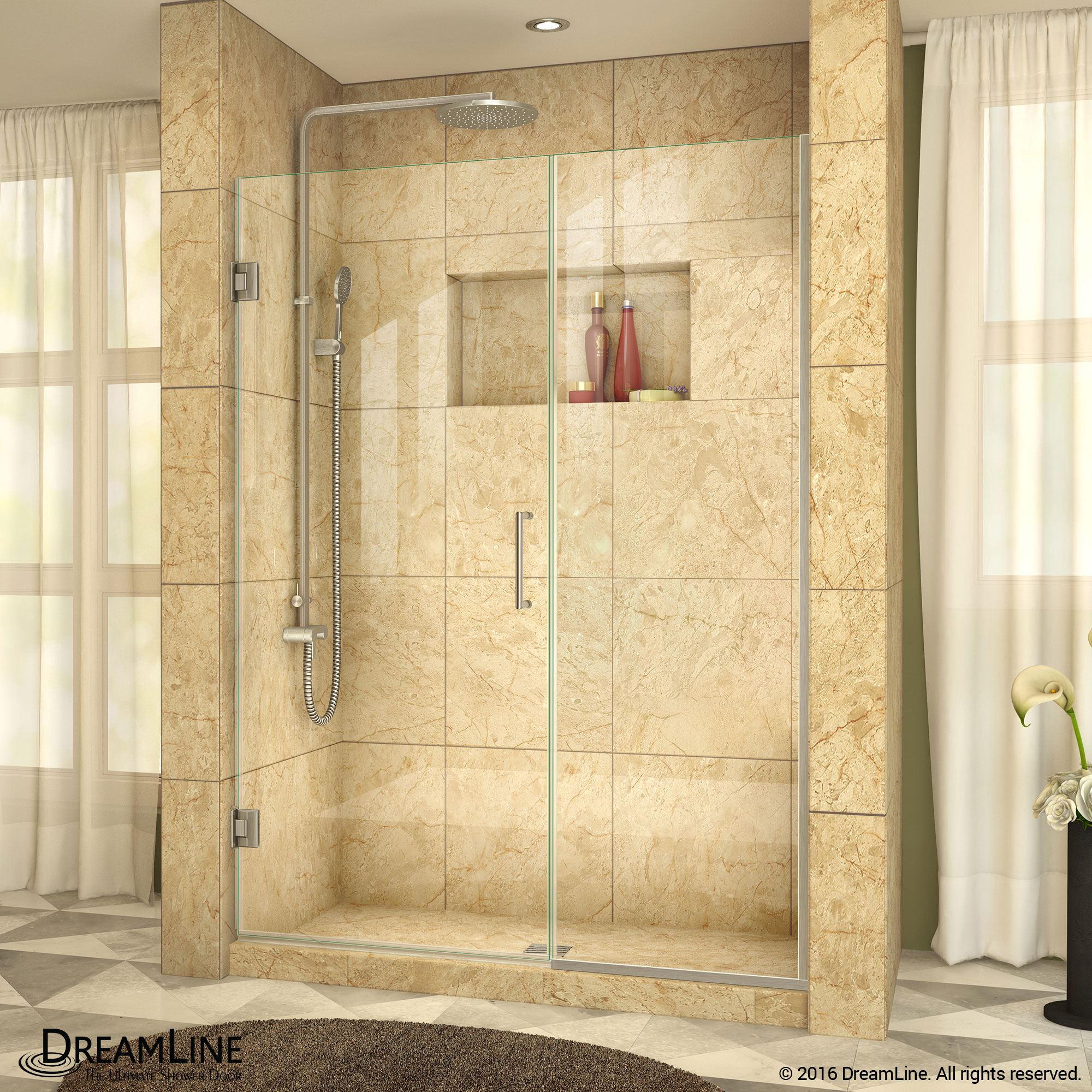 DreamLine SHDR-244457210-04 Unidoor Plus Hinged Shower Door In Brushed Nickel Hardware