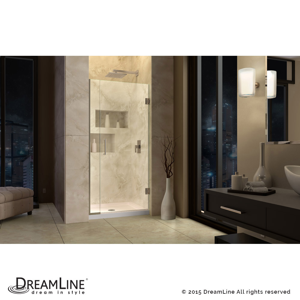 DreamLine SHDR-243357210-04 Unidoor Plus Hinged Shower Door In Brushed Nickel Hardware
