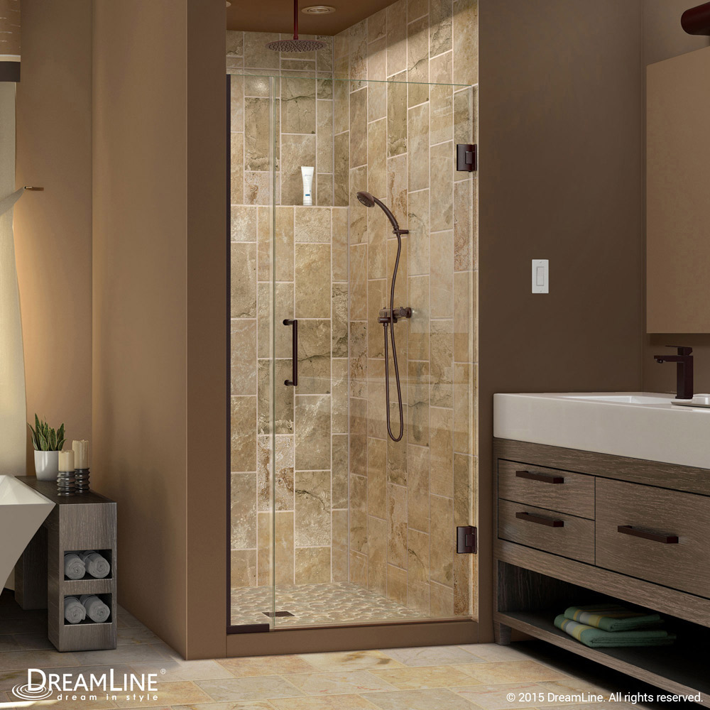 DreamLine SHDR-243607210-06 Unidoor Plus Min Hinged Shower Door In Oil Rubbed Bronze Hardware