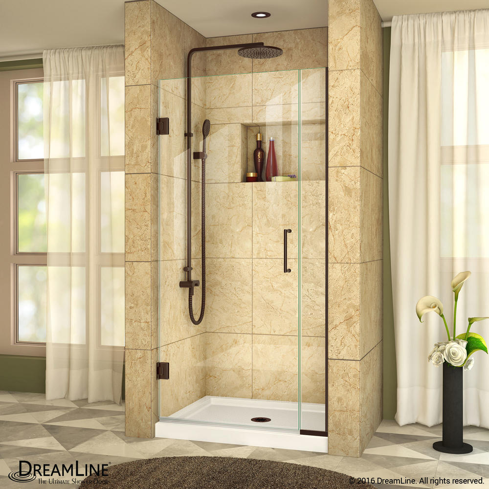 DreamLine SHDR-242957210-06 Unidoor Plus Hinged Shower Door In Oil Rubbed Bronze Hardware